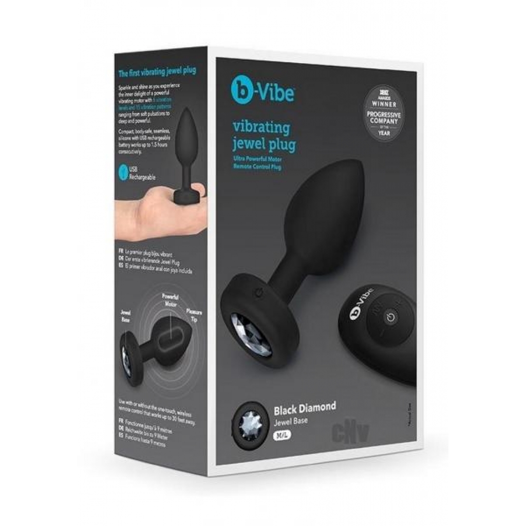 B Vibe Vibrate Jewel Plug M/l Black - Anal Plugs