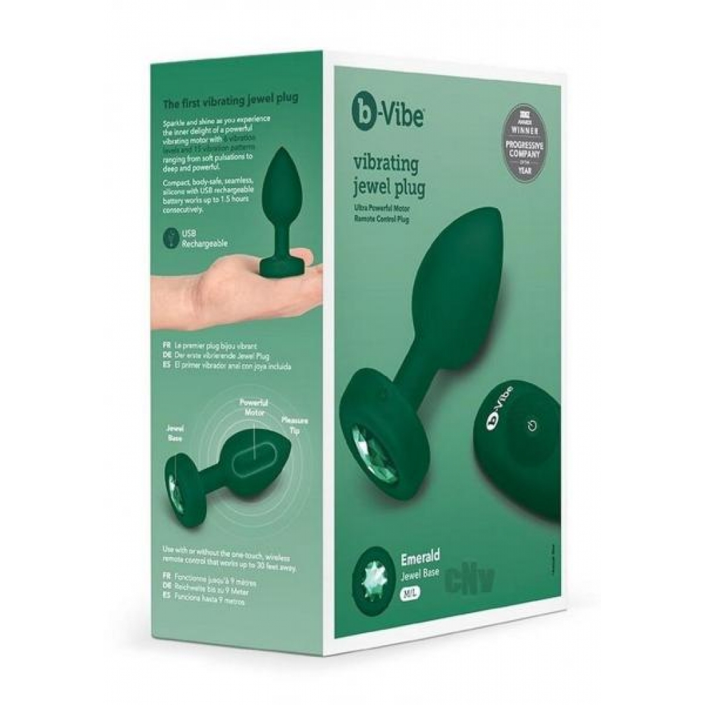 B Vibe Vibrate Jewel Plug M/l Green - Anal Plugs