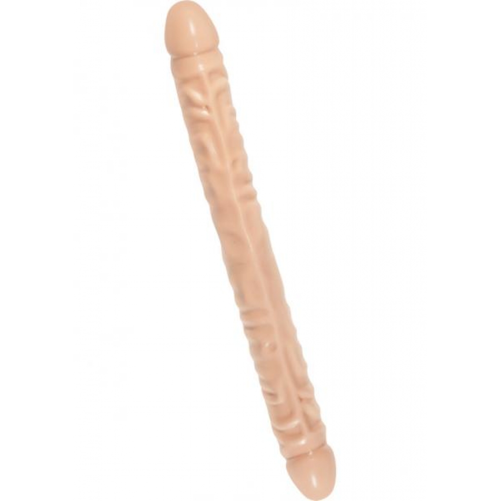 Classic Double Header Veined Dong 18 Inches Beige - Double Dildos