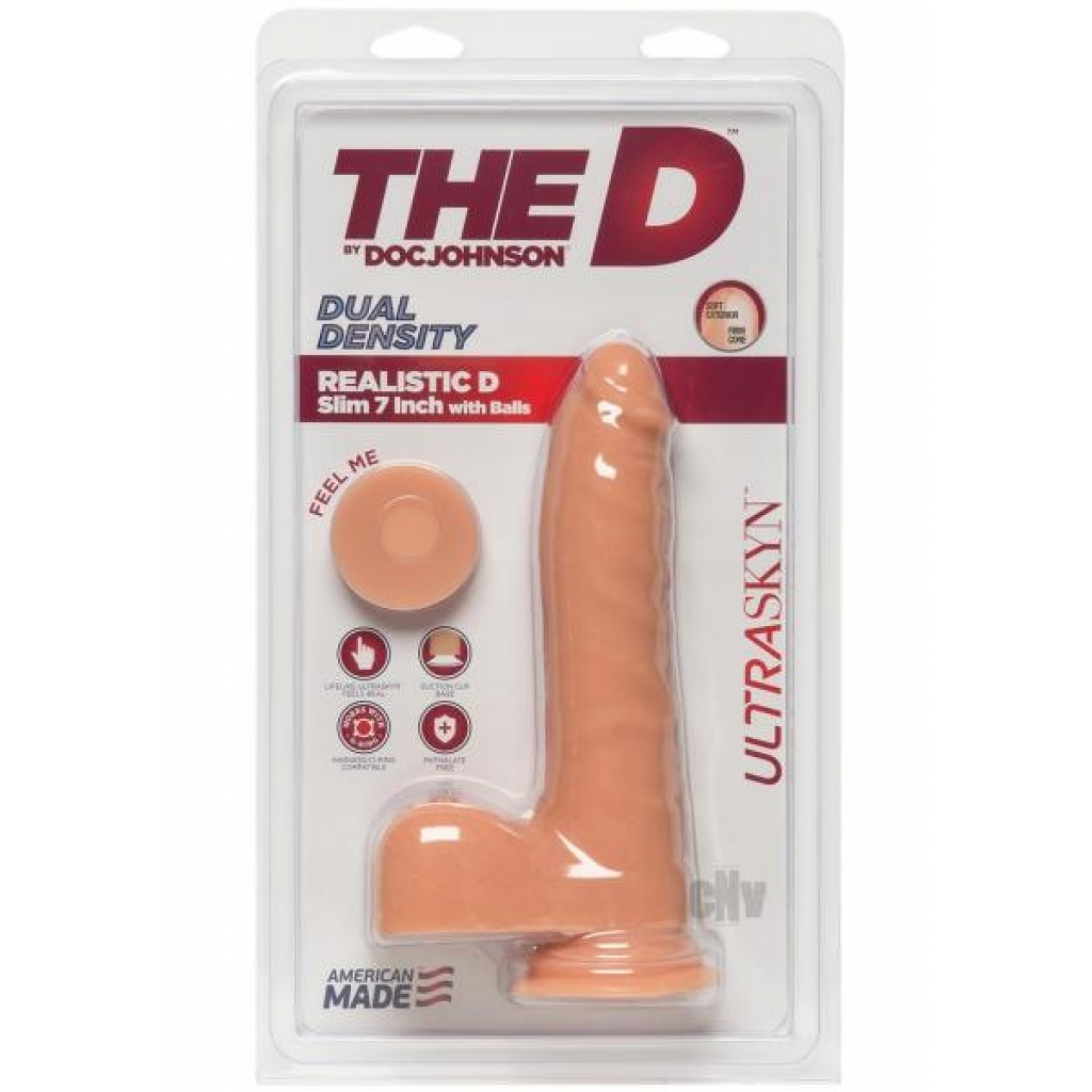 The Realistic D Slim Ultraskyn 7 Vanill - Realistic Dildos & Dongs