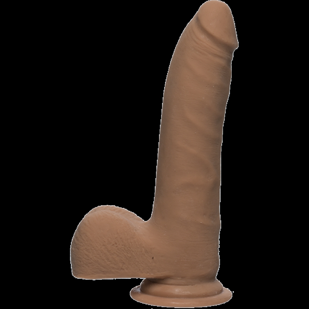 The D Realistic D 7 inches Slim Dildo with Balls Brown - Realistic Dildos & Dongs