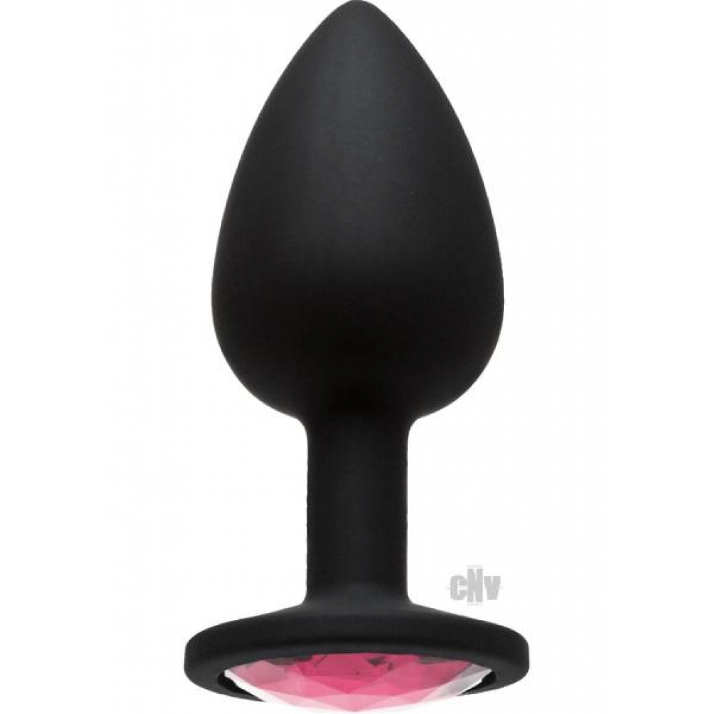 Booty Bling Small Black Plug Pink Stone - Anal Plugs