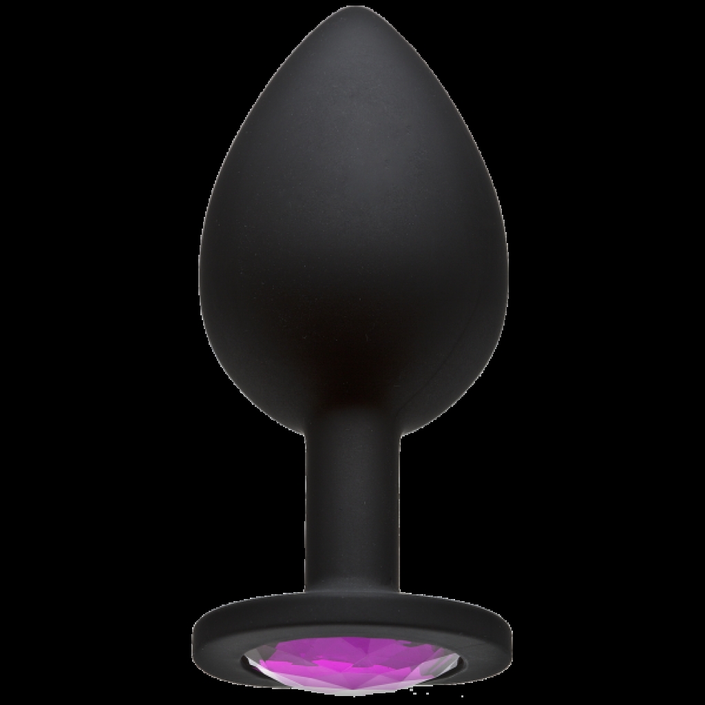 Booty Bling Large Butt Plug Black Pink Stone - Anal Plugs