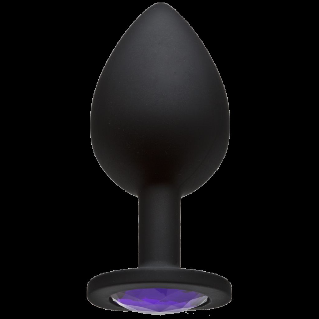 Booty Bling Large Black Plug Purple Stone - Anal Plugs