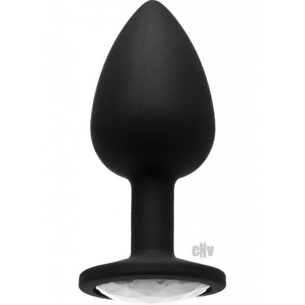 Booty Bling Small Black Plug Silver Stone - Anal Plugs