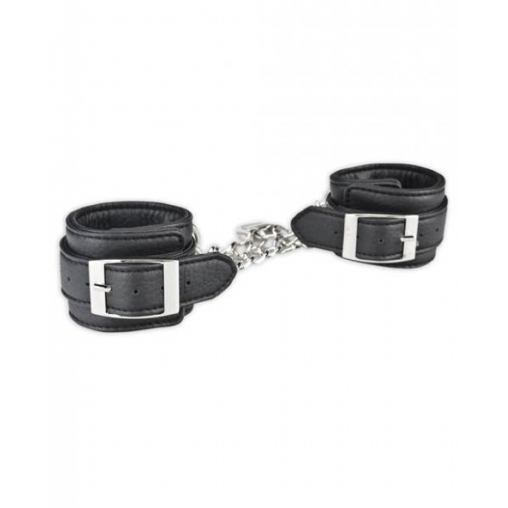 Lux Fetish Unisex Leatherette Cuffs Black - Handcuffs