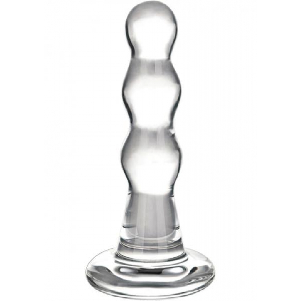 Glass Triple Play Beaded Butt Plug Clear - Anal Plugs