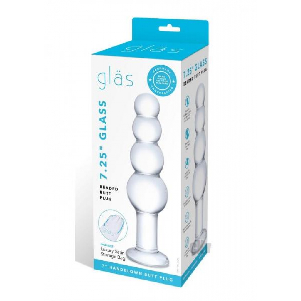 Glass Beaded Butt Plug 7.25 Clear - Anal Plugs