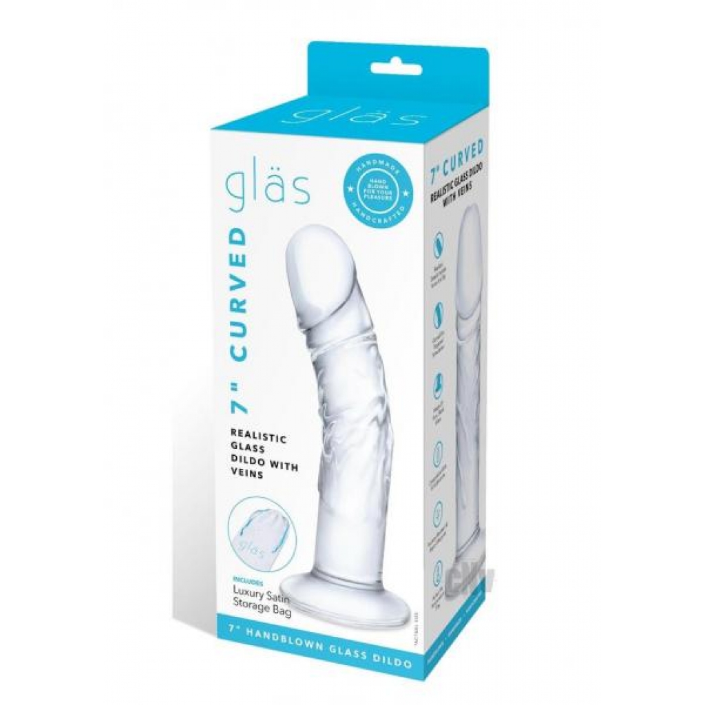 Curved Realist Dildo W/veins 7 Clear - Realistic Dildos & Dongs