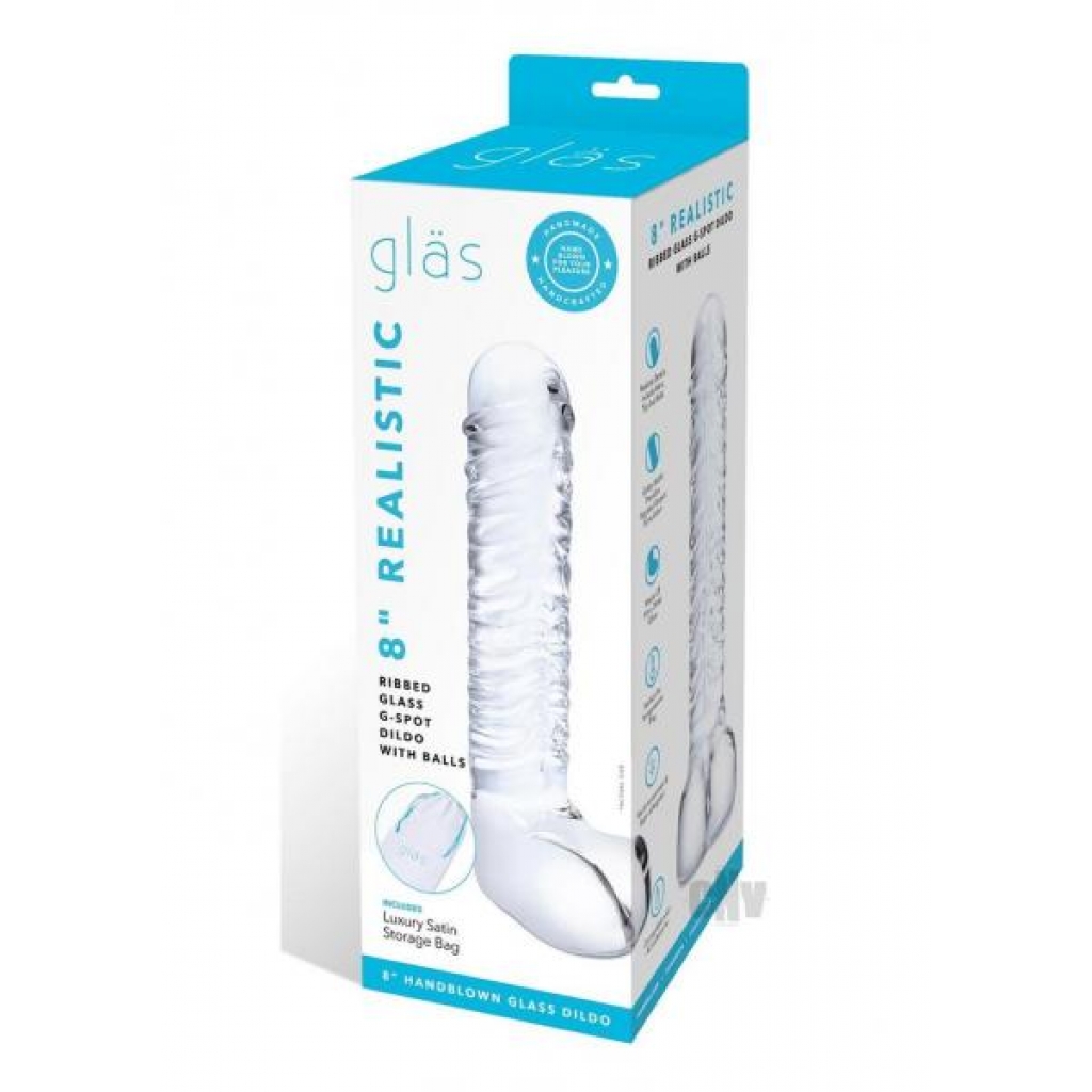 Realist Rib Gspot Dildo W/balls 8 Clear - Realistic Dildos & Dongs