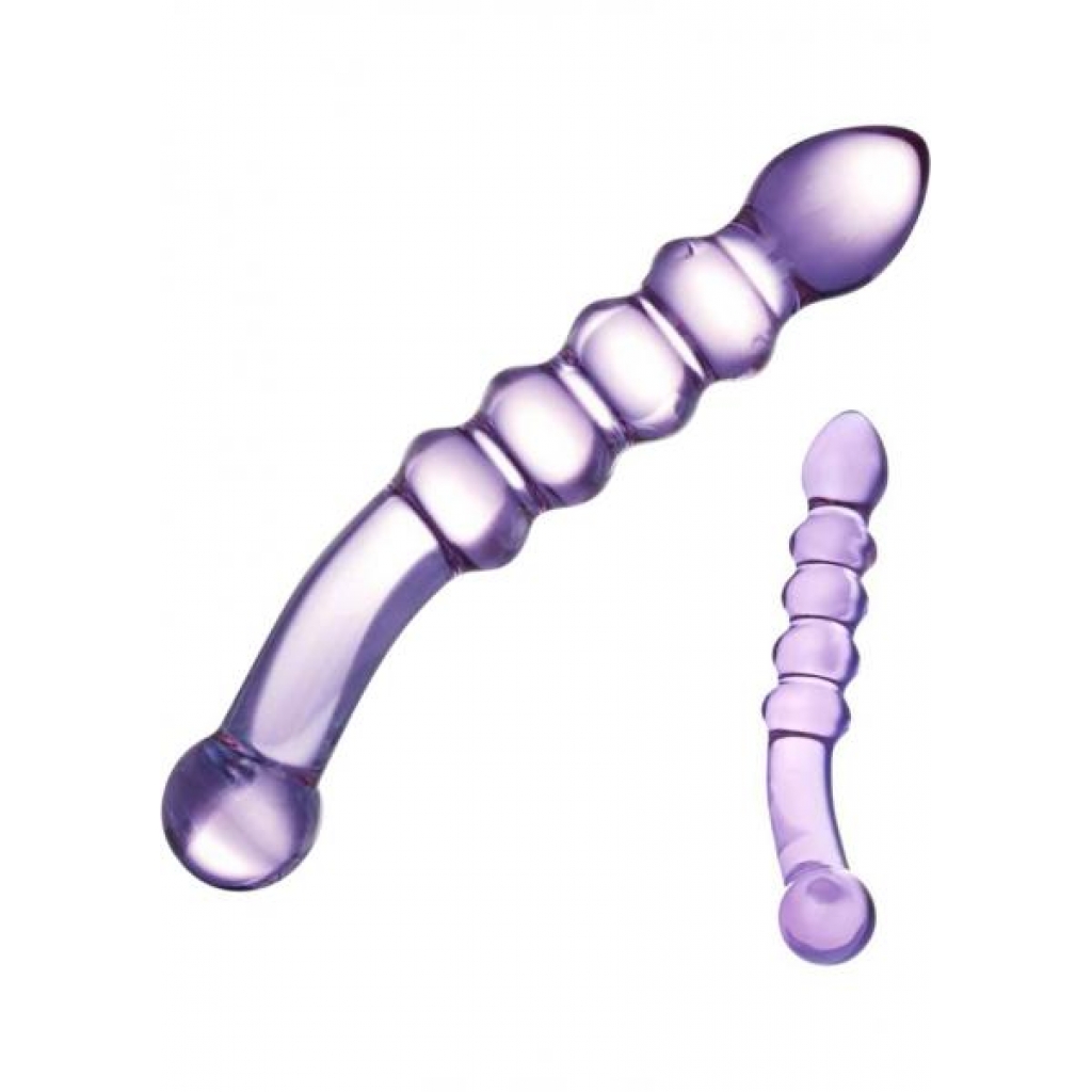 Purple Rain Ribbed Glass Dildo - G-Spot Dildos