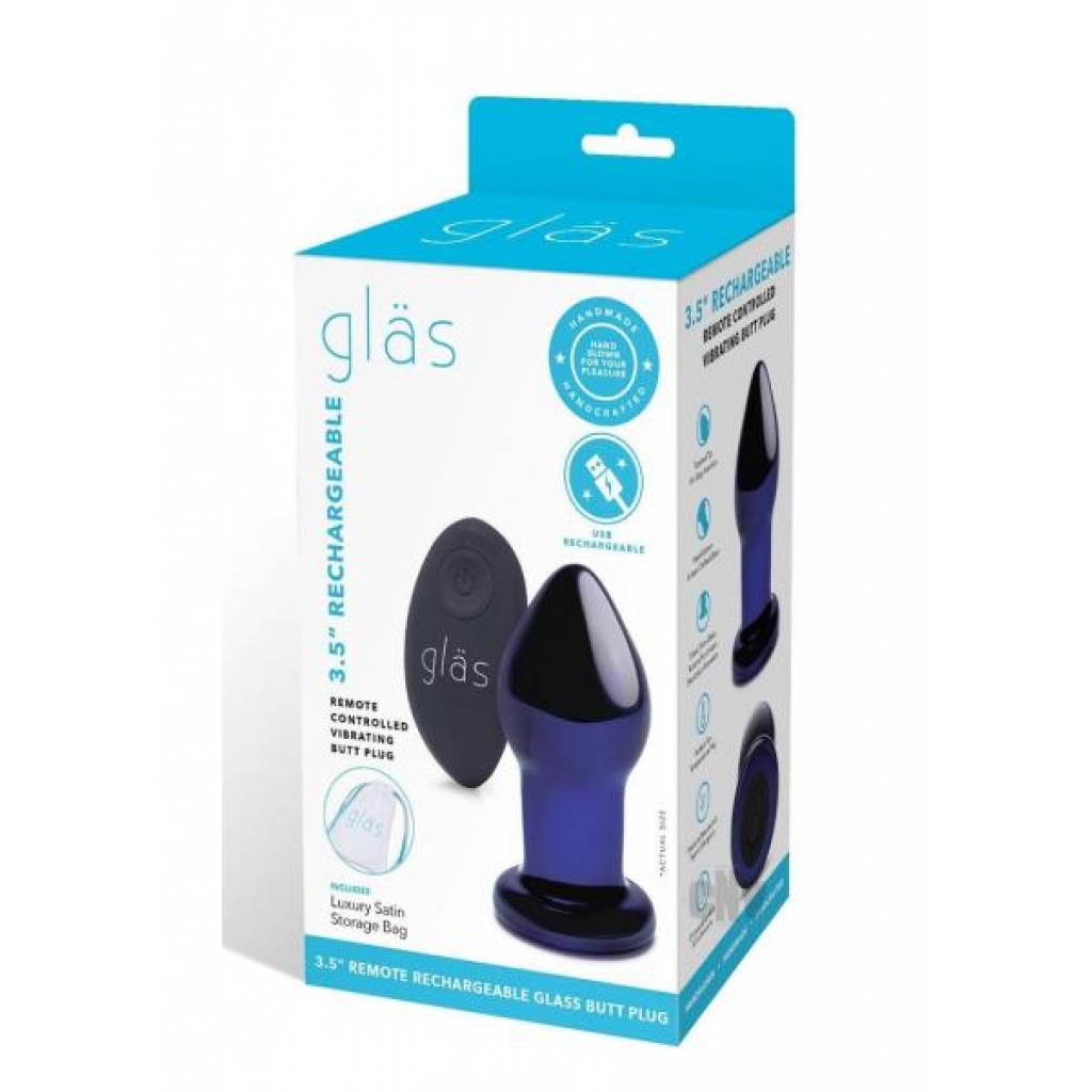 Recharge Remote Vibe Butt Plug 3.5 Blue - Anal Plugs