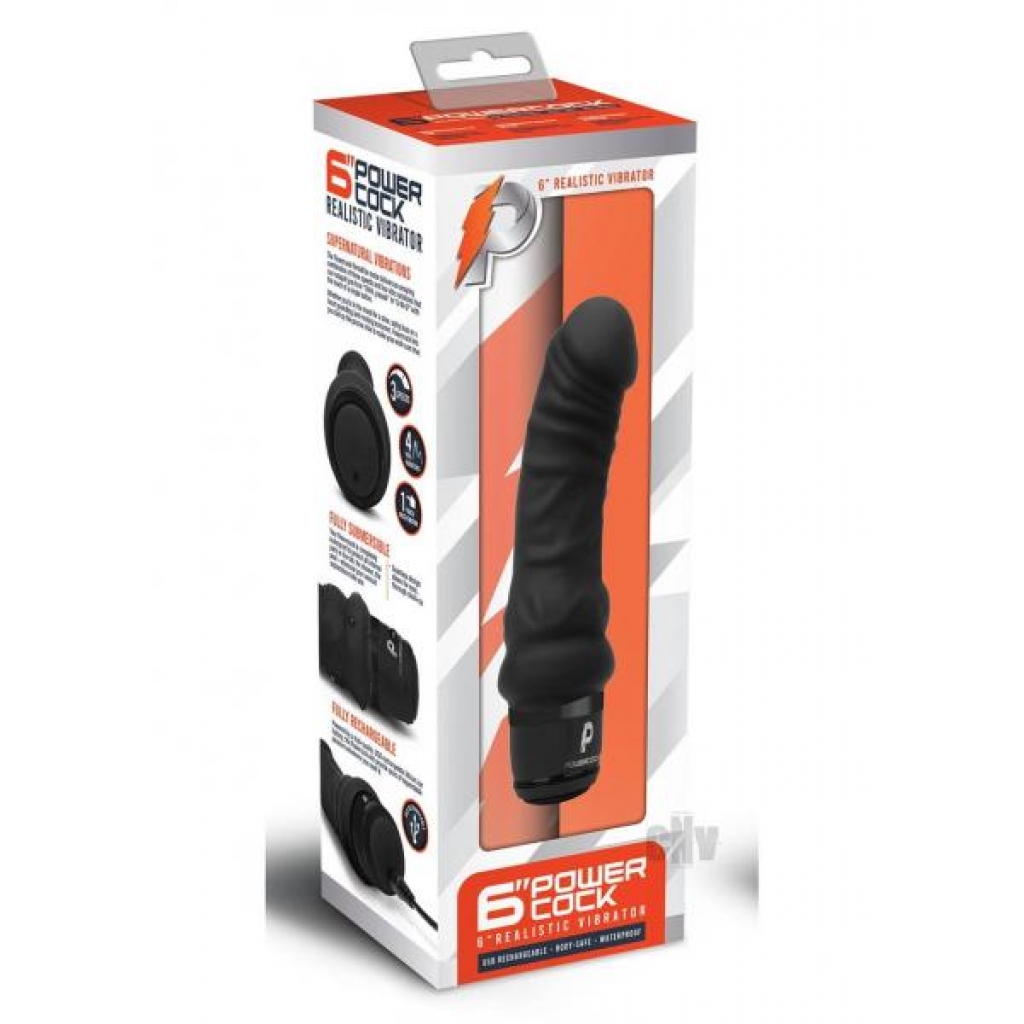 Powercock 6 Realistic Vibrator - Black