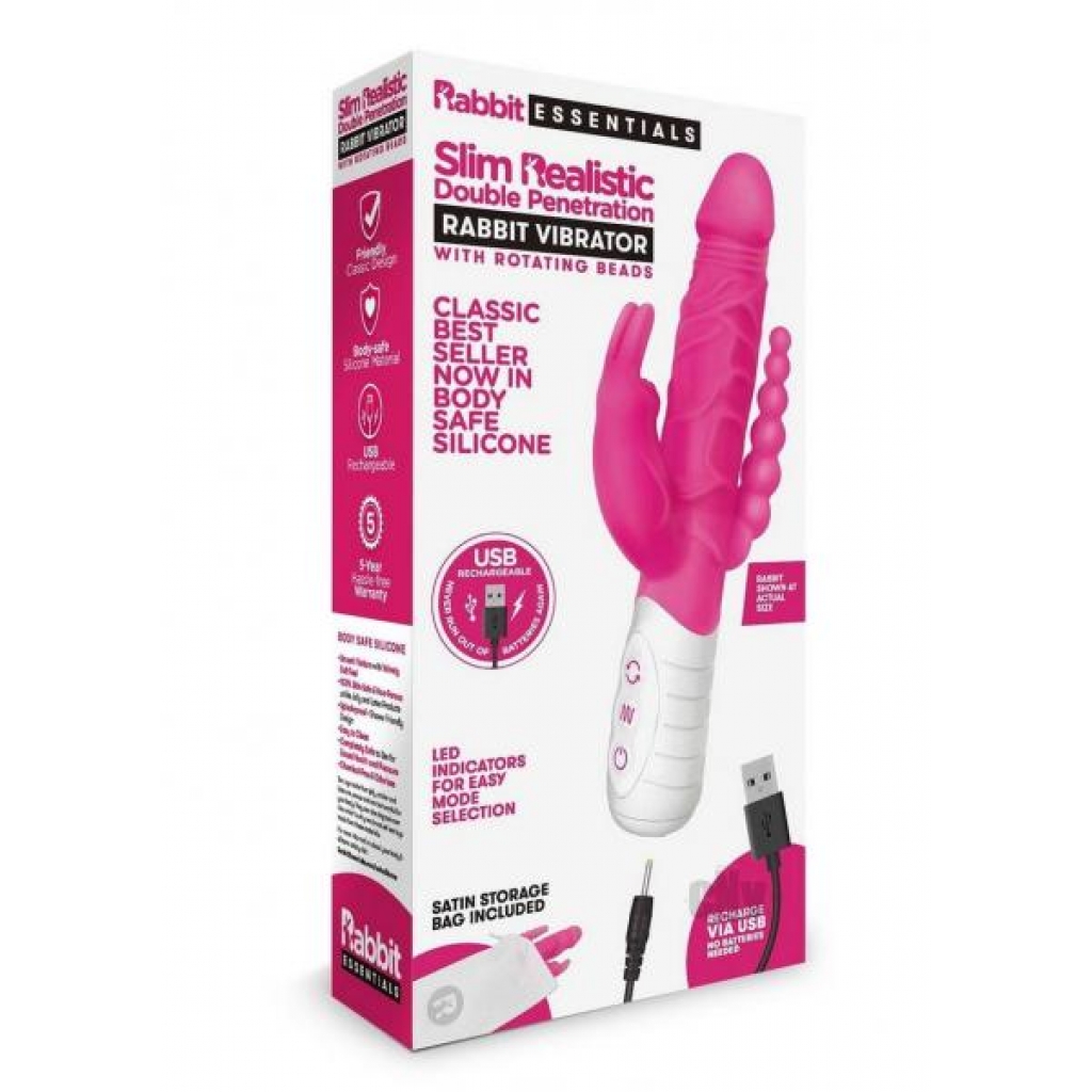 Re Recharge Slim Dp Rabbit Vibe Hot Pnk - Rabbit Vibrators