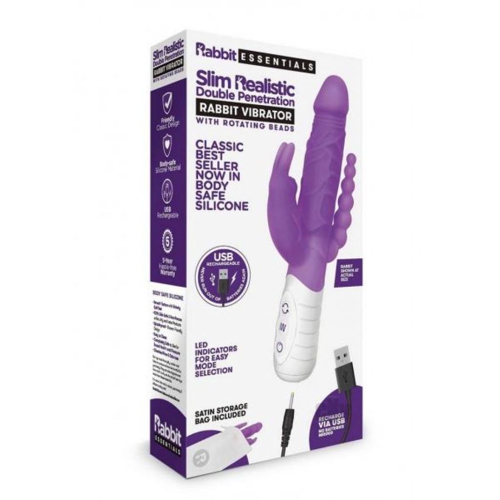 Re Recharge Slim Dp Rabbit Vibe Purple - Rabbit Vibrators