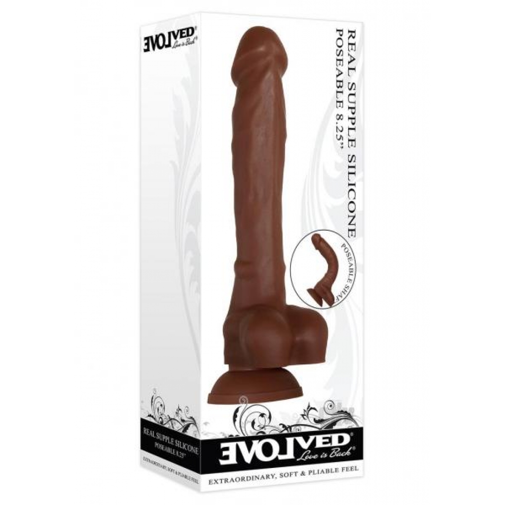 Real Supple Silicone Poseable 8.25` Drk - Realistic Dildos & Dongs