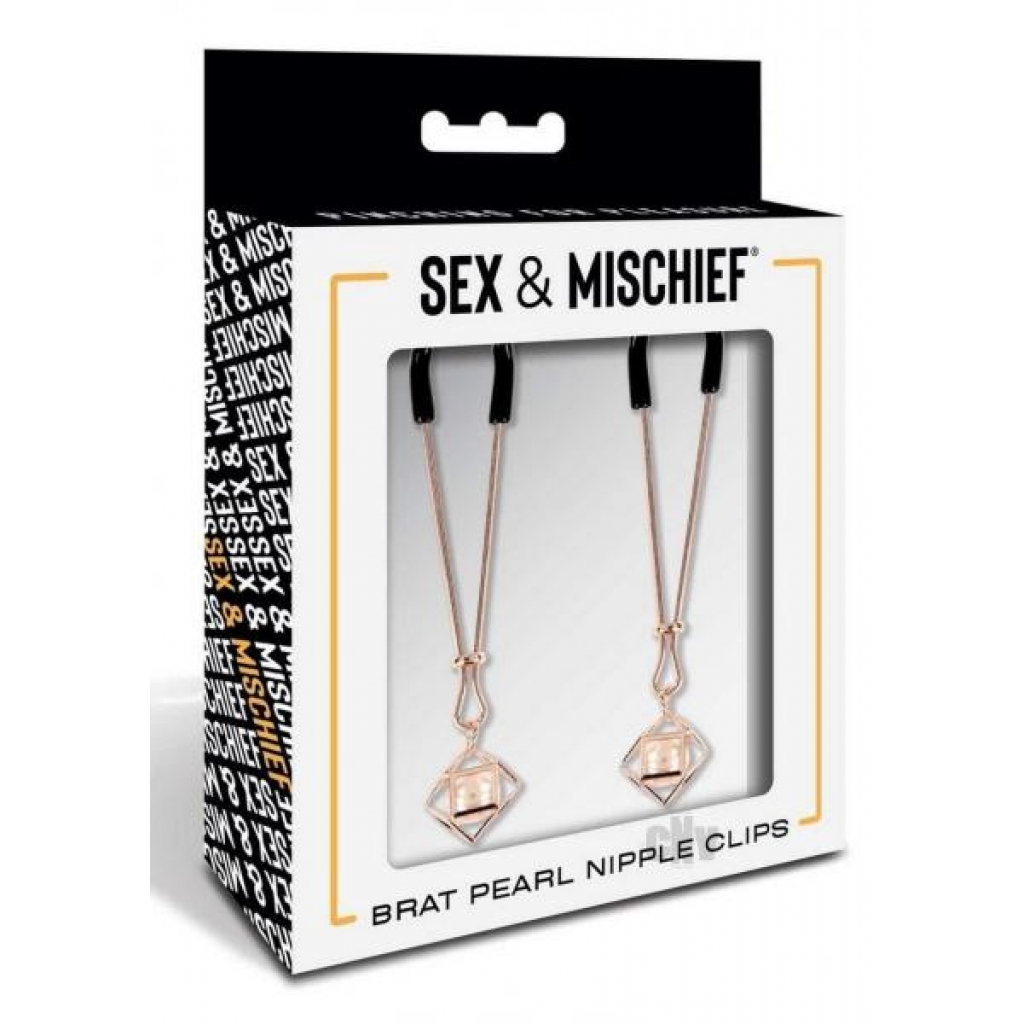 Sandm Brat Pearl Nipple Jewelry Rose Gold - Nipple Clamps