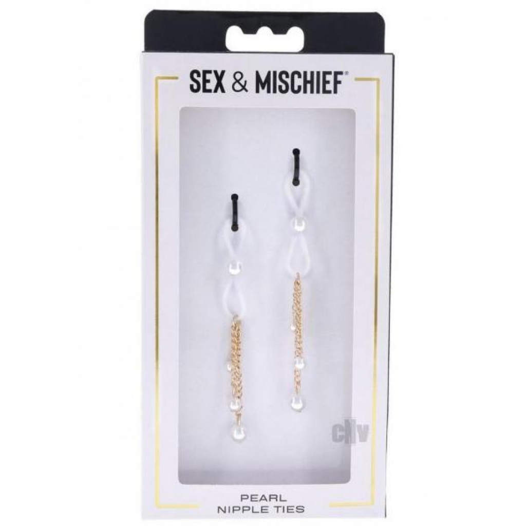 Sandm Pearl Nipple Ties Wht/gld - Nipple Clamps