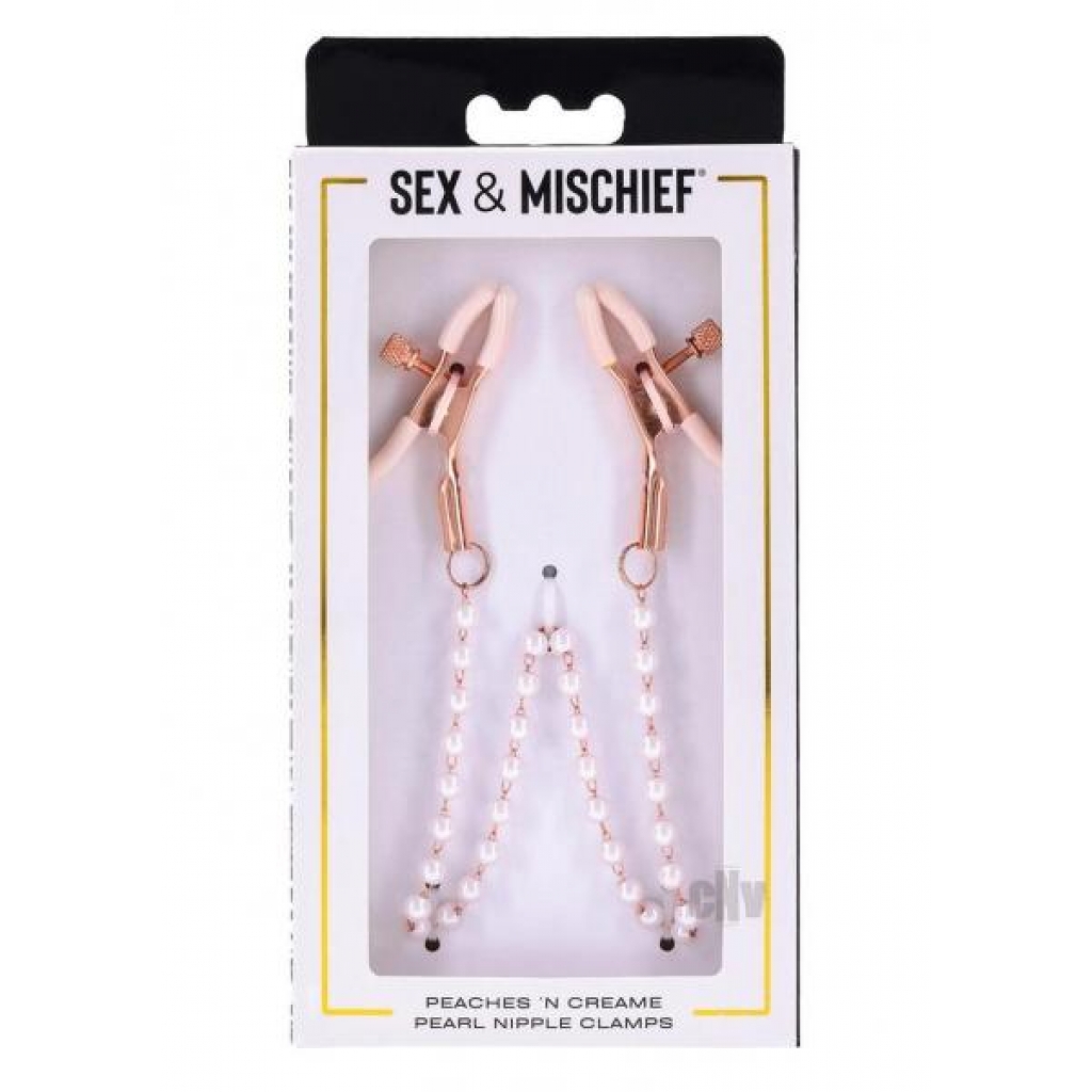 Sandm Peaches N Creame Pearl Nipple Clamps - Nipple Clamps