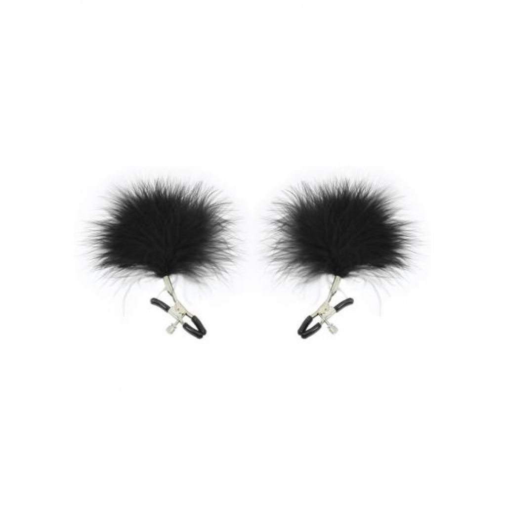 Sex And Mischief Feathered Nipple Clamps Black - Nipple Clamps