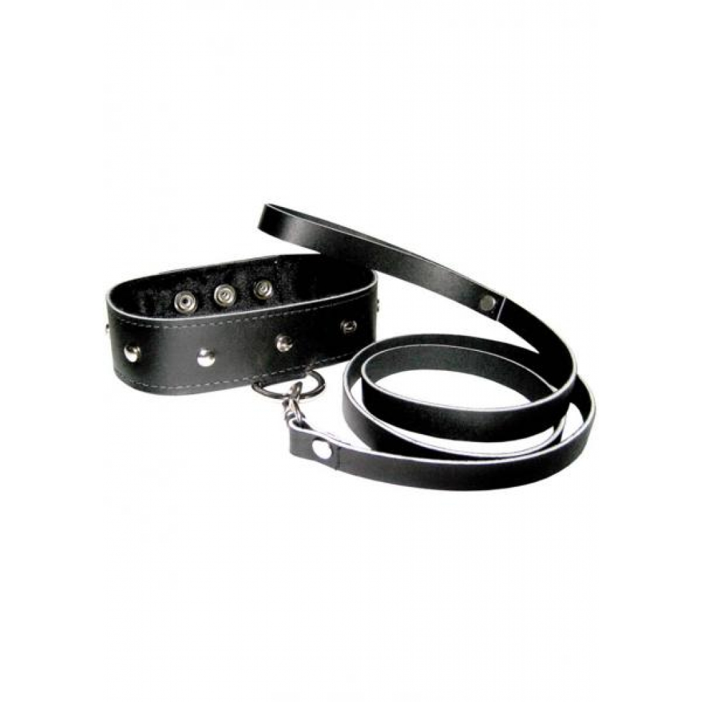 Leather Leash And Collar Black - Collars & Leashes