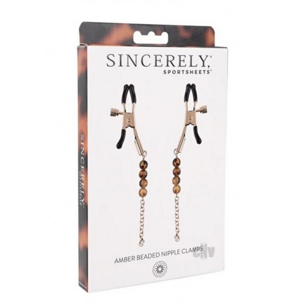 Sincerely Amber Beaded Nipple Clamps - Nipple Clamps