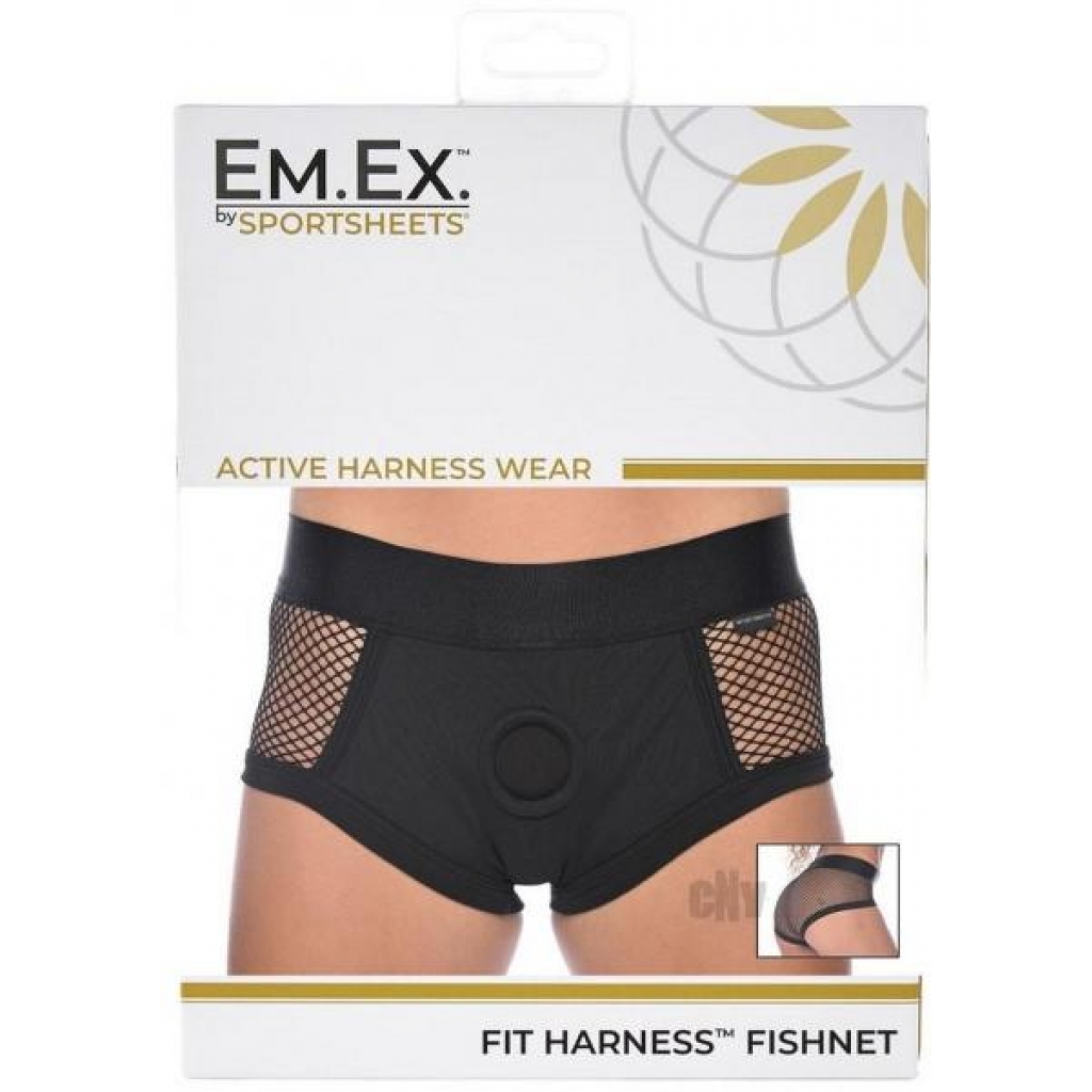 Exquisite Fit Harness with Fishnet Design - Medium Black