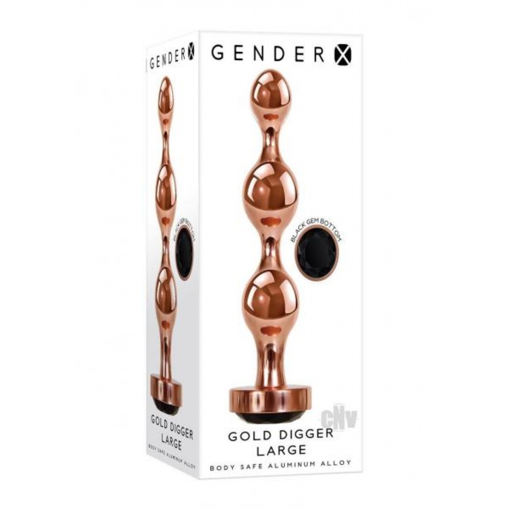 Gx Gold Digger Lg Rose Gold/black - Anal Beads