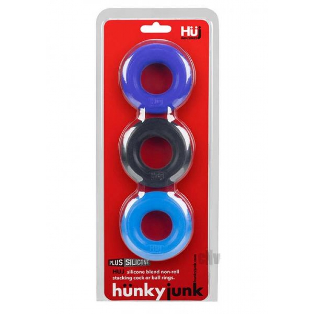 Huj3 3pk C-ring Blue Multi - Cock Ring Trios