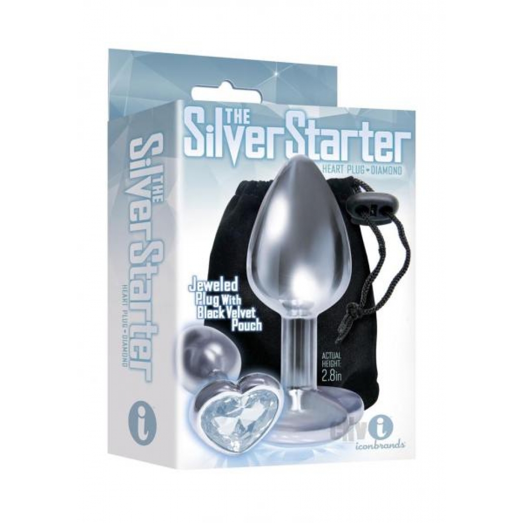 The 9 Silver Starter Heart Plug Diamond - Anal Plugs