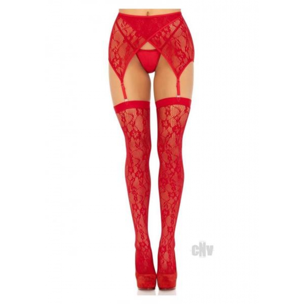 Rachel Thigh High Cross Garter - Elegant Red