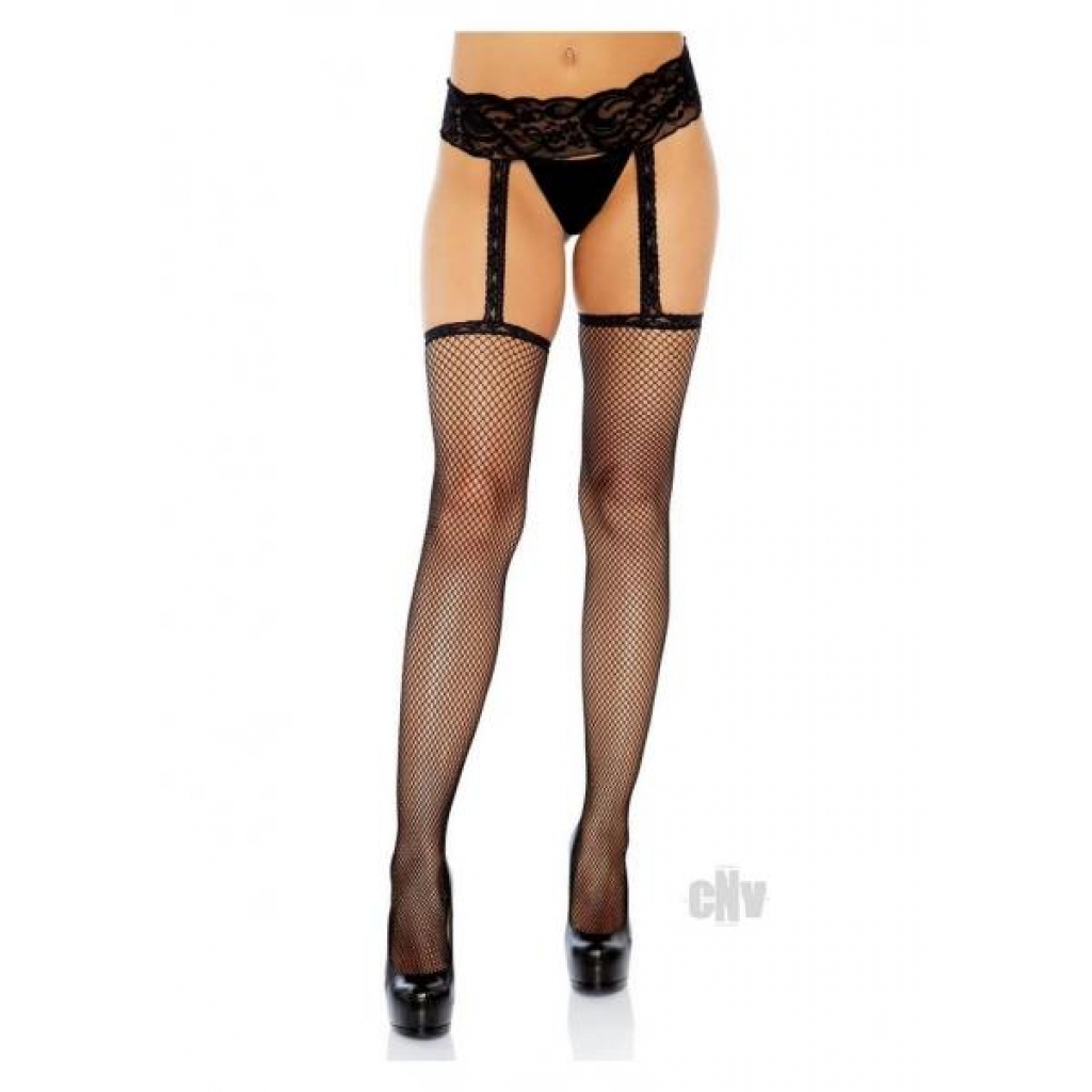 Fishnet Garterbelt Stocking Plus  Blk - Bodystockings, Pantyhose & Garters