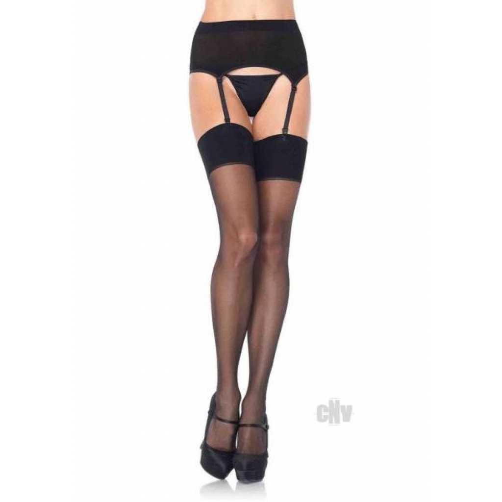 Spandex Garter And Stocking Set Os Black - Bodystockings, Pantyhose & Garters