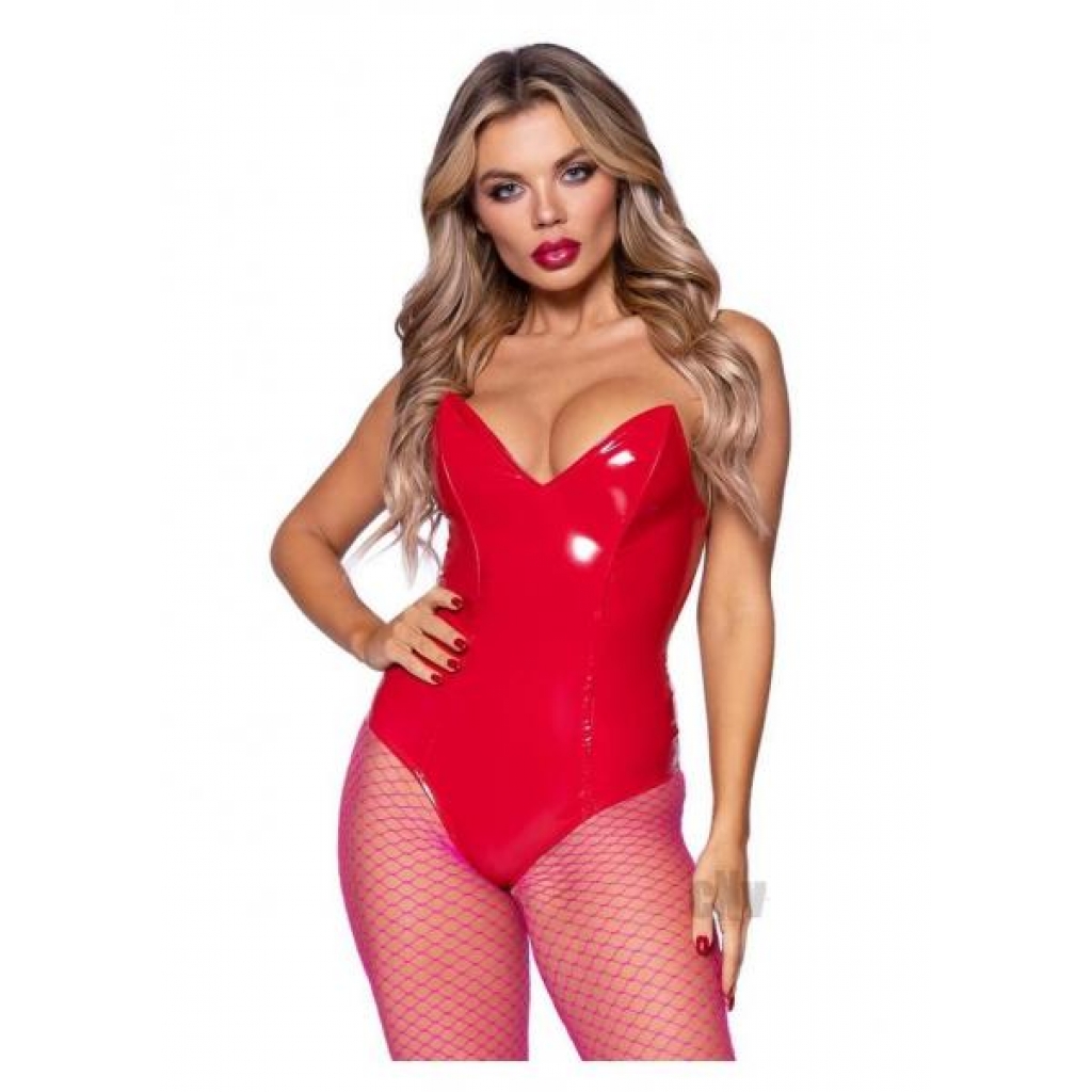 Vinyl Boned Bodysuit Sm Red - Dresses