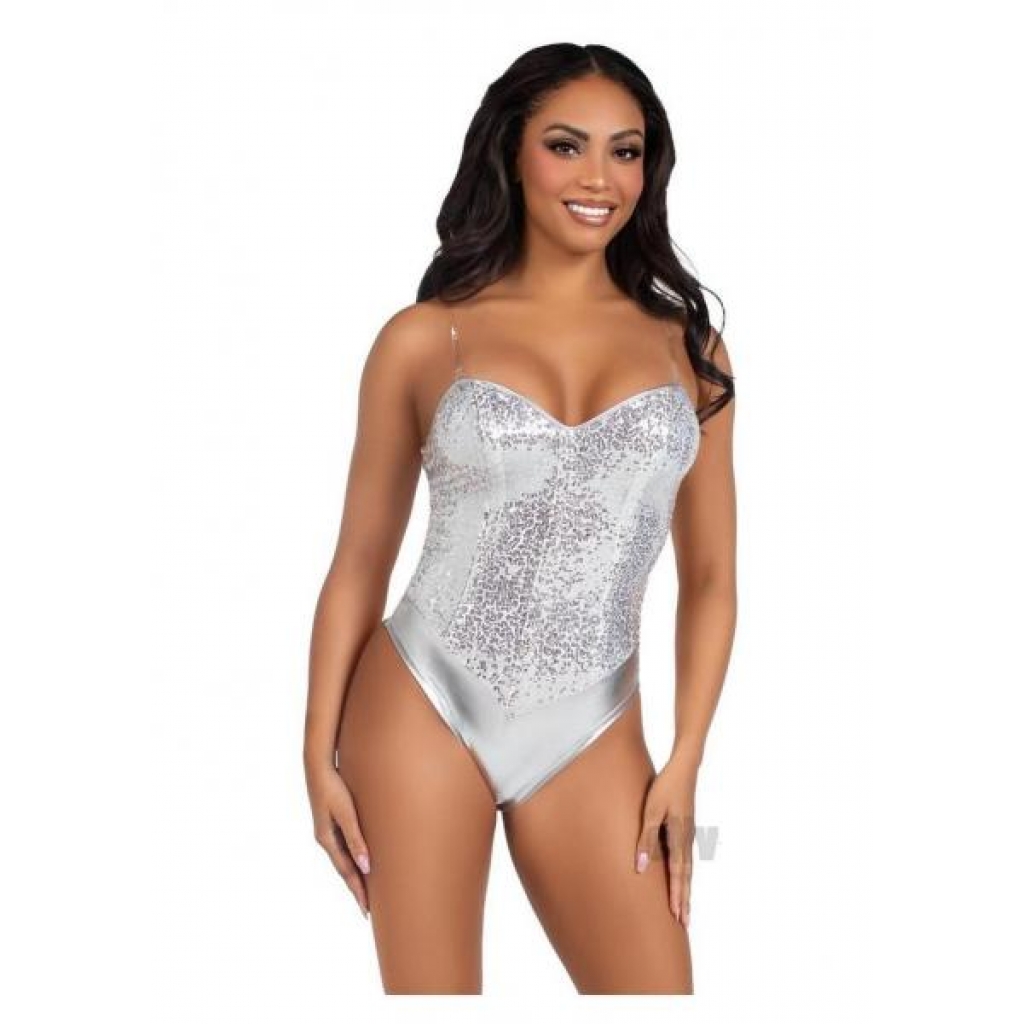 Sequin Bone Snap Bodysuit Strap Sm Slv - Bodystockings, Pantyhose & Garters