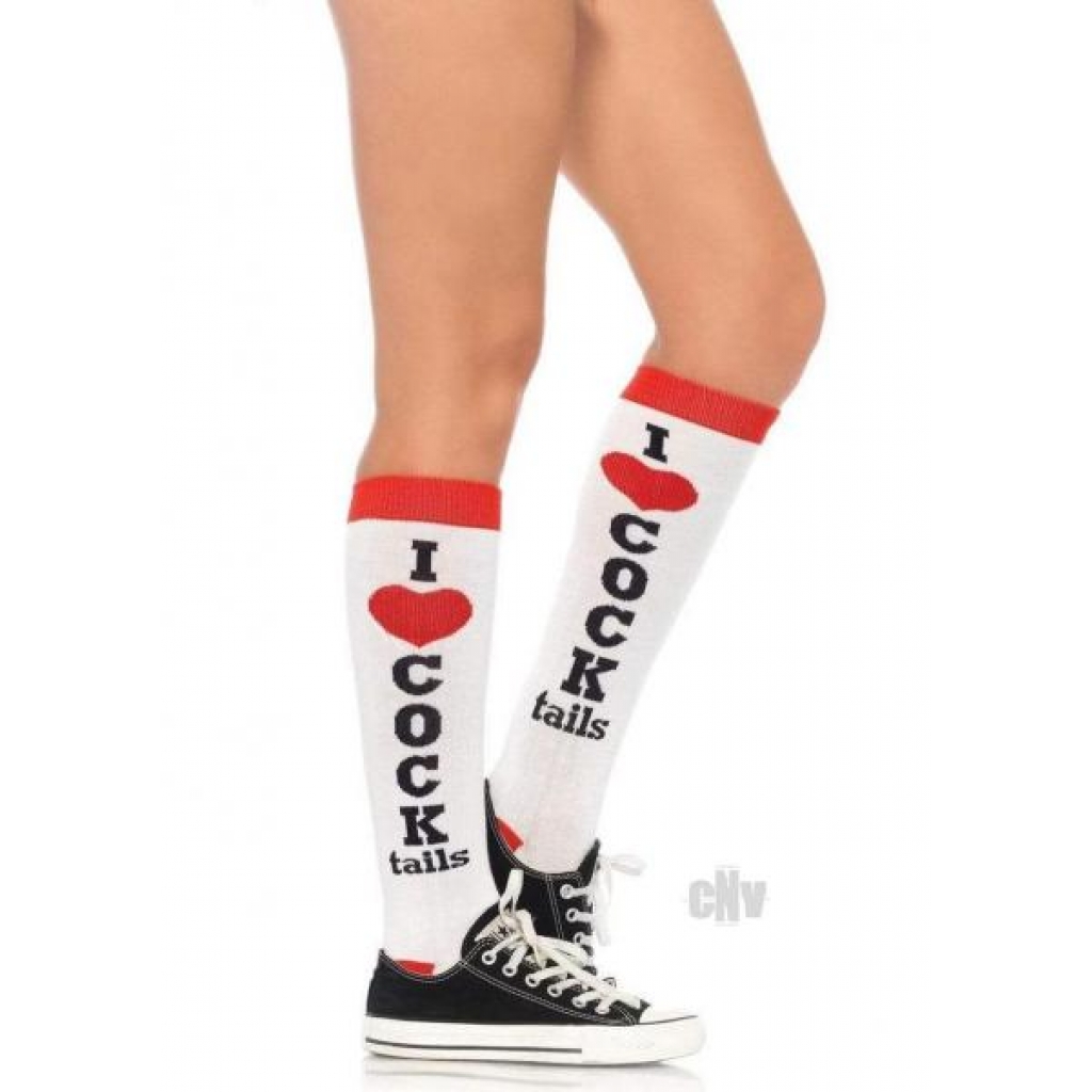 Cocktails Knee Socks White/red - Bodystockings, Pantyhose & Garters