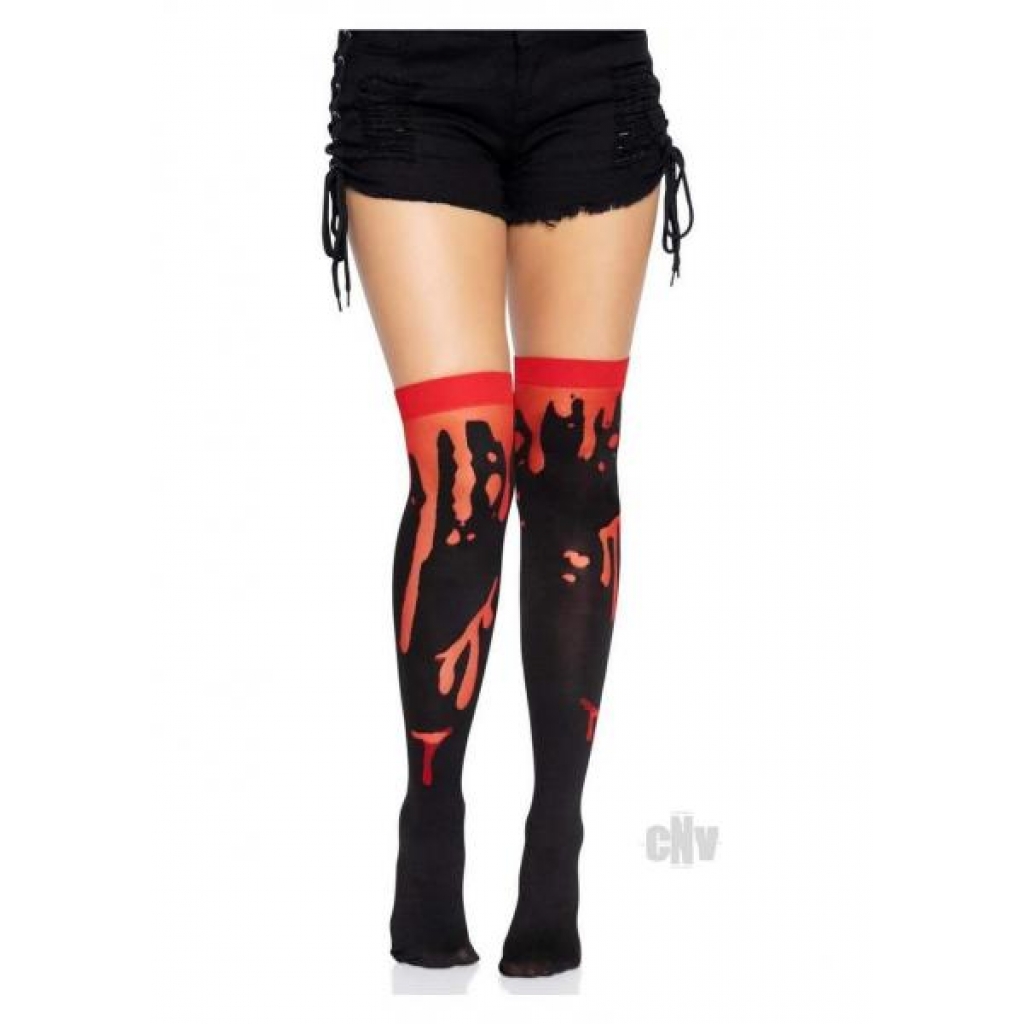 Splatter Thigh Highs Os Red - Bodystockings, Pantyhose & Garters