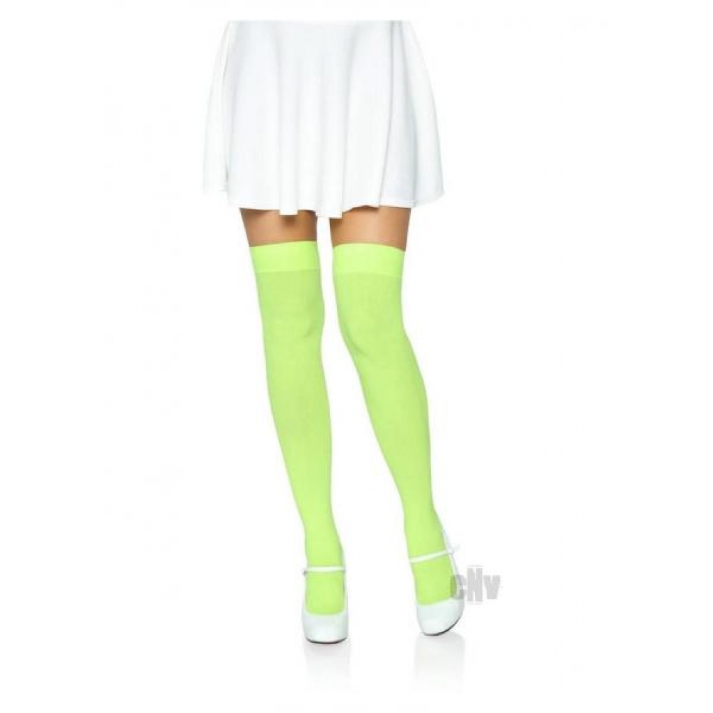 Nylon Over The Knee Os Neon Green - Bodystockings, Pantyhose & Garters