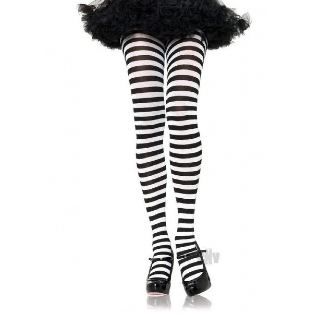 Striped Tights 3x-4x Black/white - Bodystockings, Pantyhose & Garters