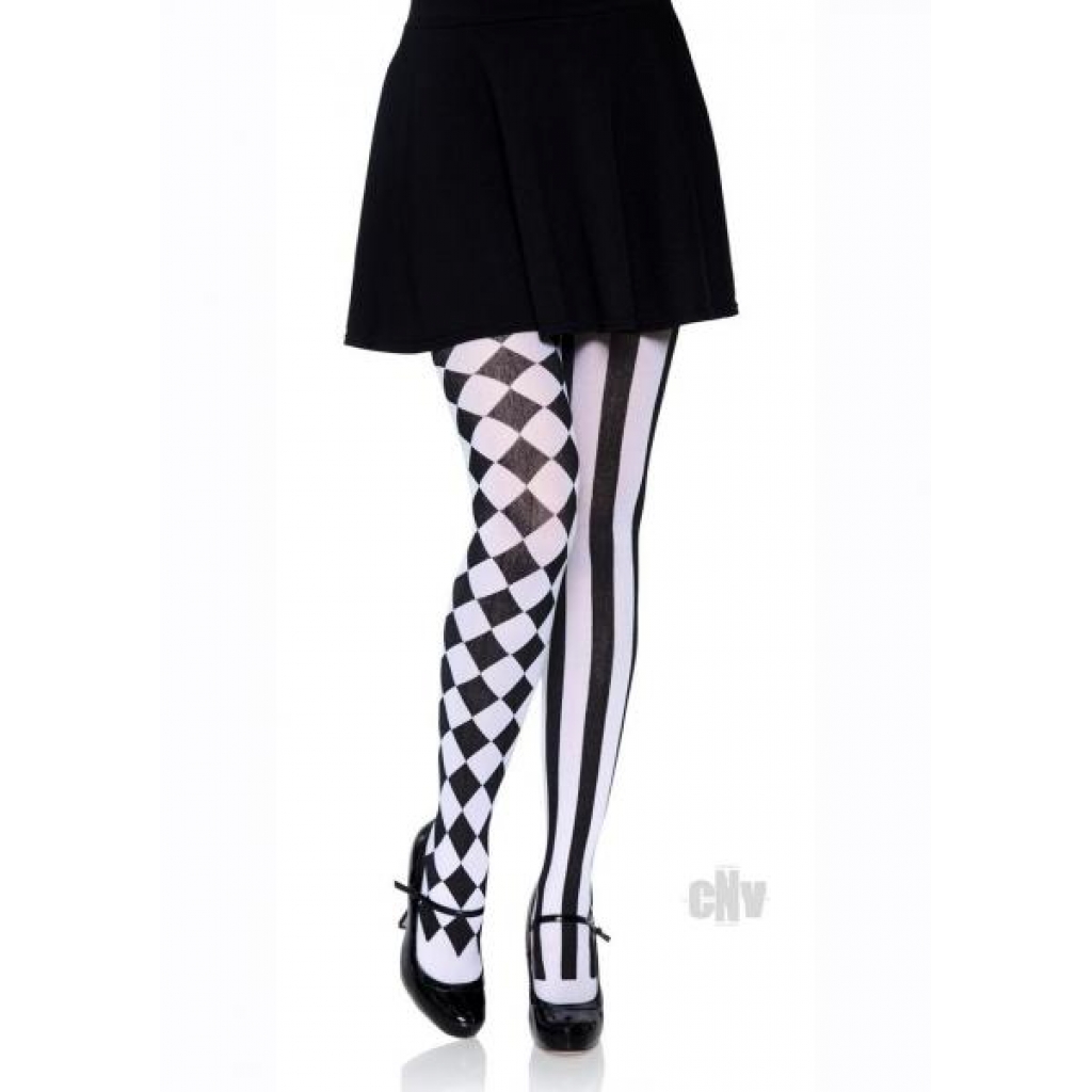 Harlequin Hose Os Blk/wht - Bodystockings, Pantyhose & Garters