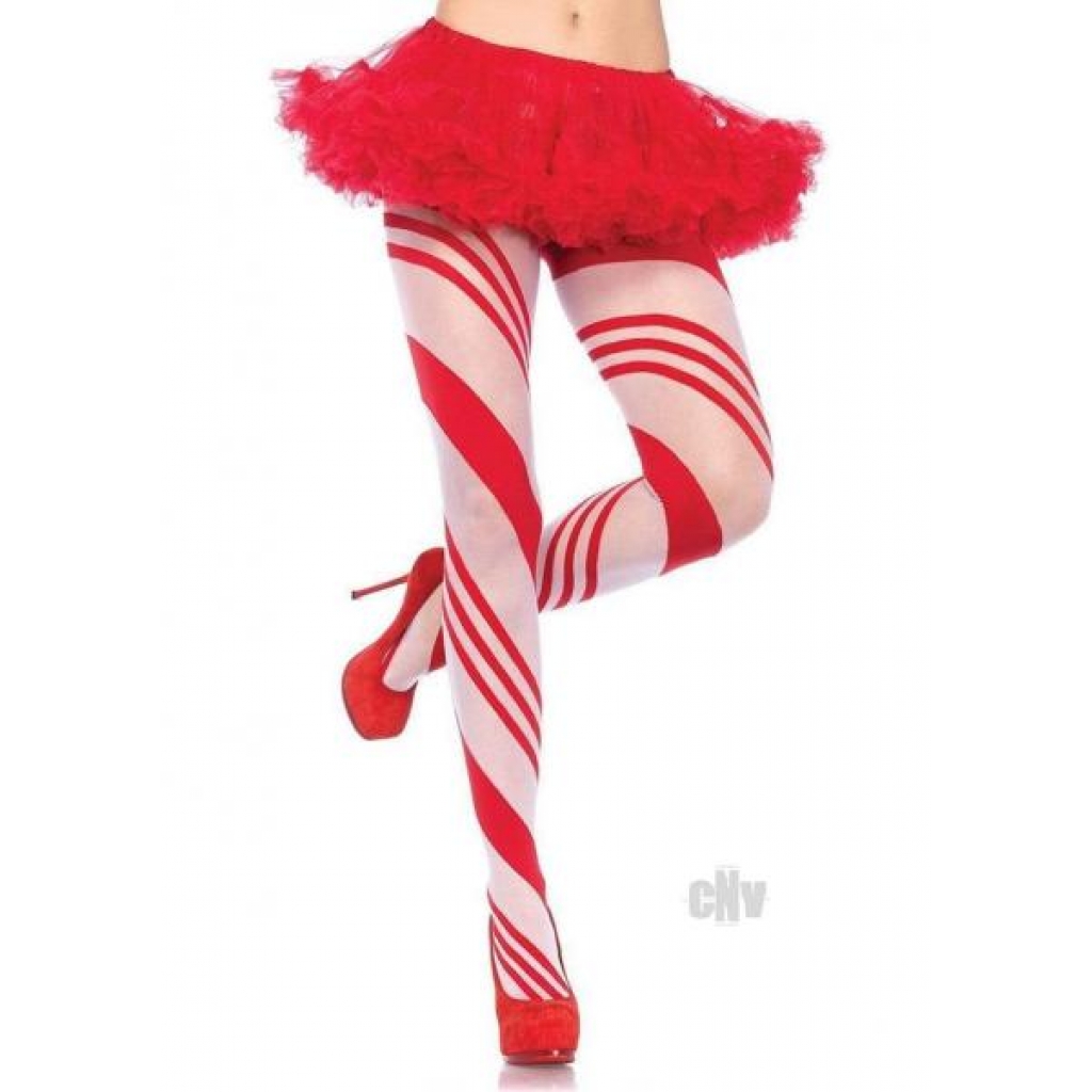 Spandex Candy Striped Hose Os Red/wht - Bodystockings, Pantyhose & Garters