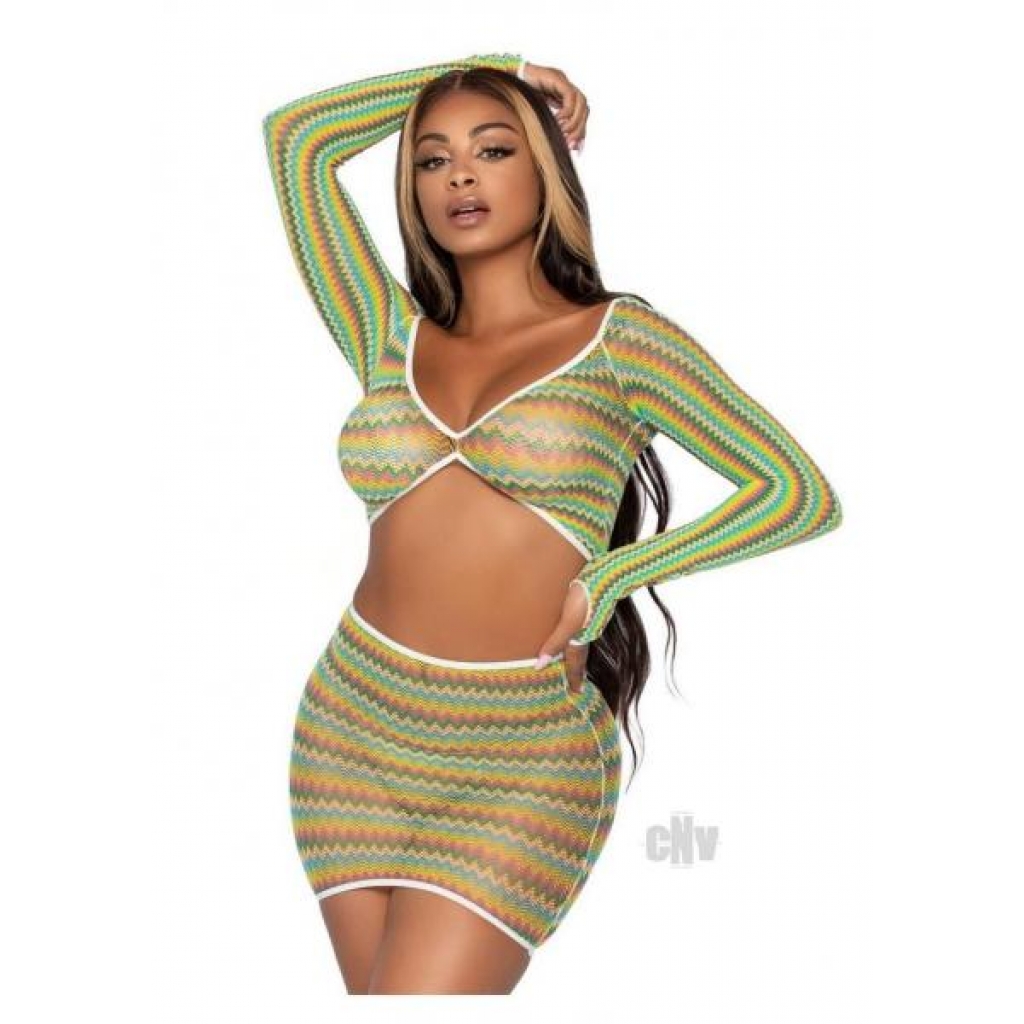 Stylish Zig Zag Net Gauntlet Set - Green