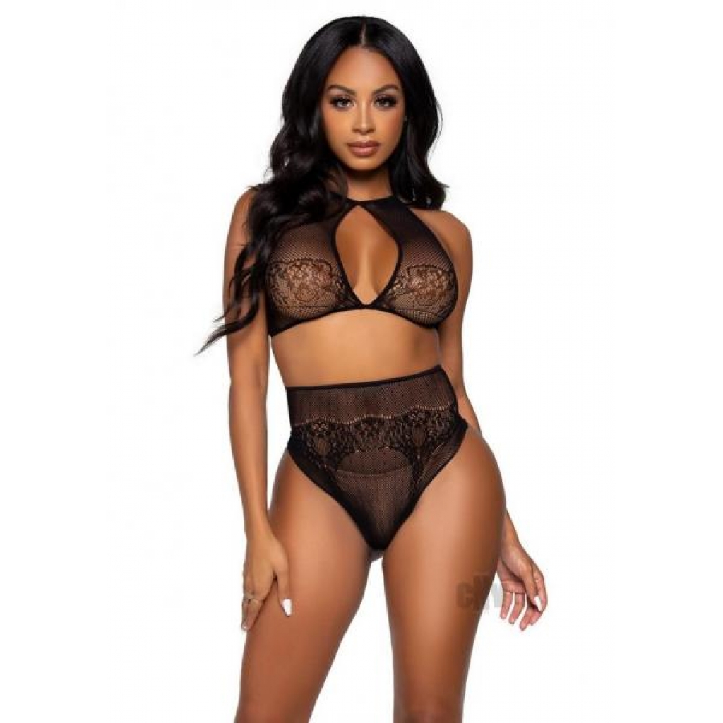 Dotted Net Halter & High Thong Set - Seductive Styling