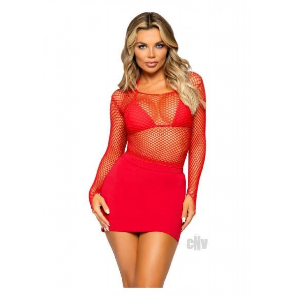 Lycra Indust Long Sleeve Tshirt Os Red - Bodystockings, Pantyhose & Garters