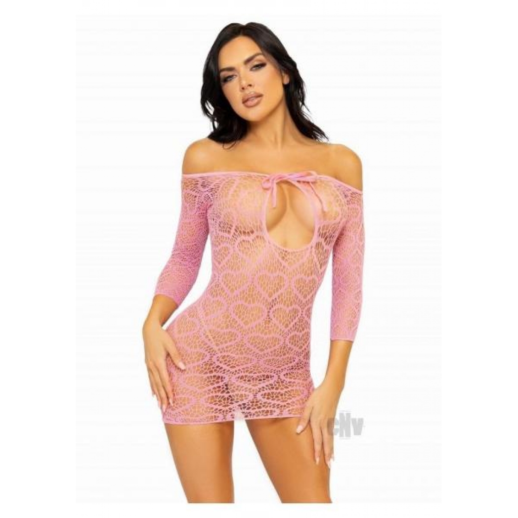 Seamless Heart Mini Dress Keyhole Os Pnk - Dresses