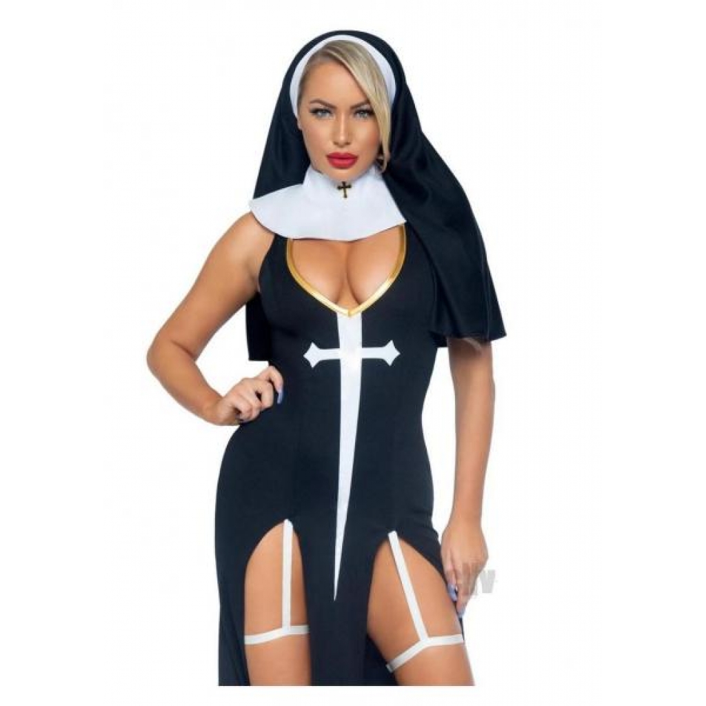 Sultry Sinner 3pc Sm Blk/wht - Sexy Costumes