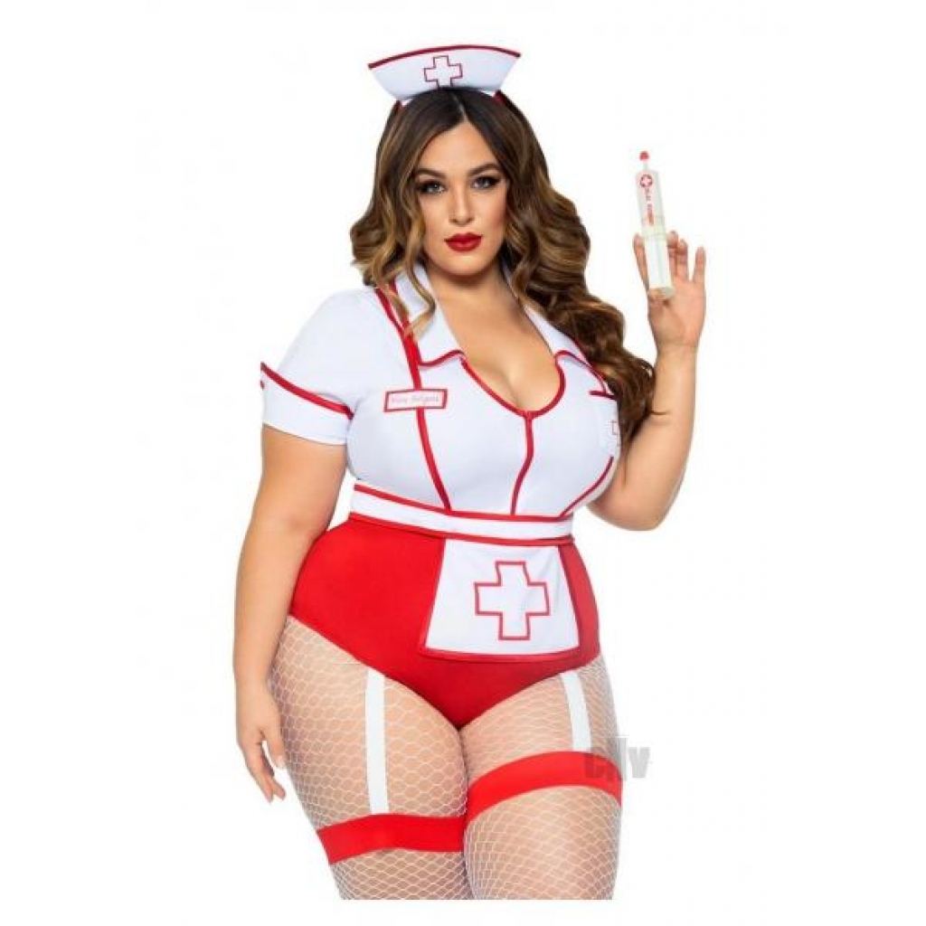 Nurse Feelgood 2pc 1x/2x Red/wht - Sexy Costumes