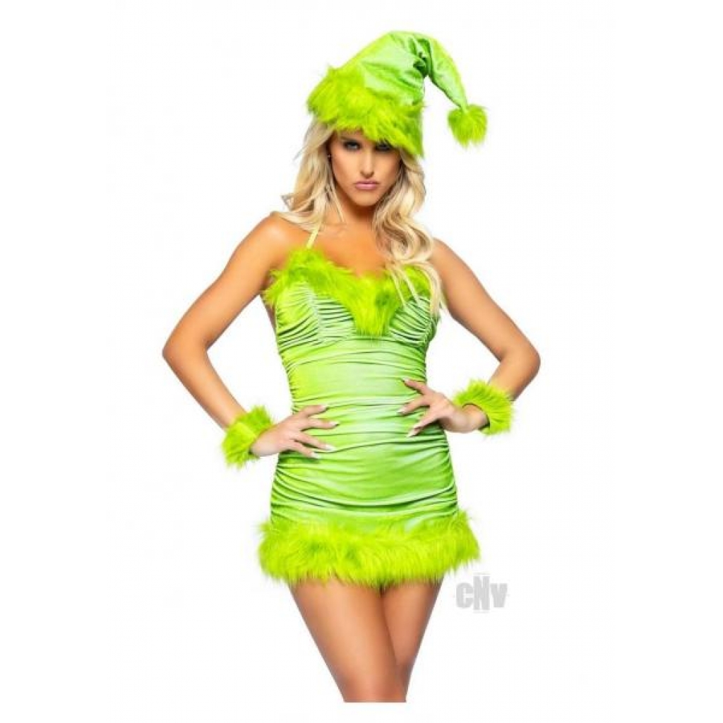 Christmas Baddie 3pc Set Xs Green - Sexy Costumes