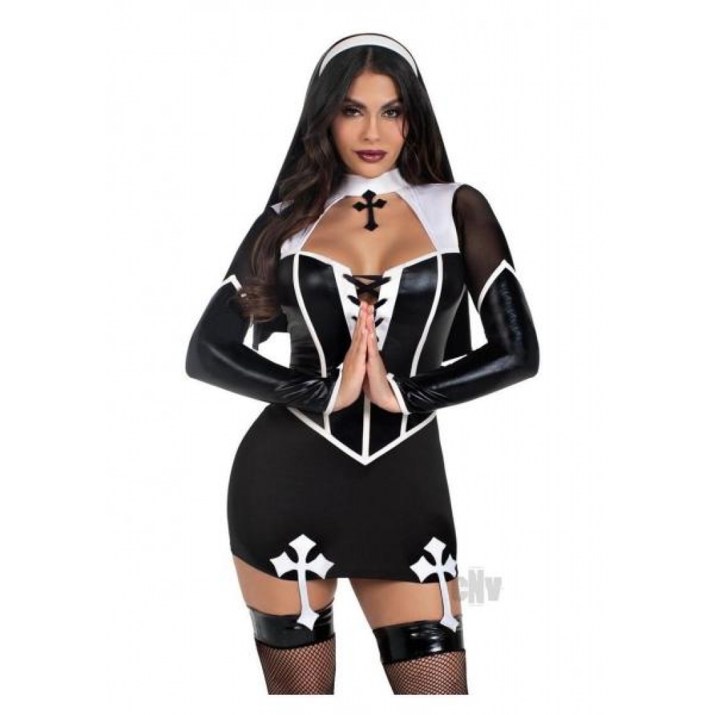 Holy Hottie Set 2pc Xs Blk/wht - Sexy Costumes