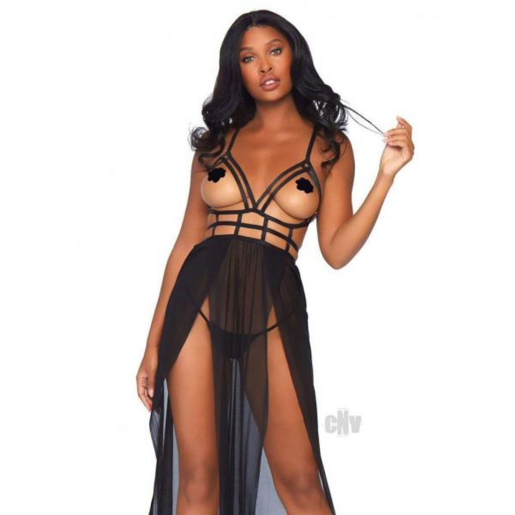 Cage Maxi Dress & G-String Set - Black S/M